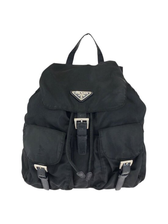 Prada Tessuto Black Silver Nylon Leather Backpack main image 7